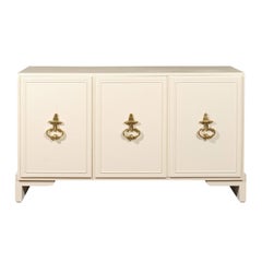 Fabulous Restored Parzinger Style Cabinet in Cream Lacquer, circa 1975