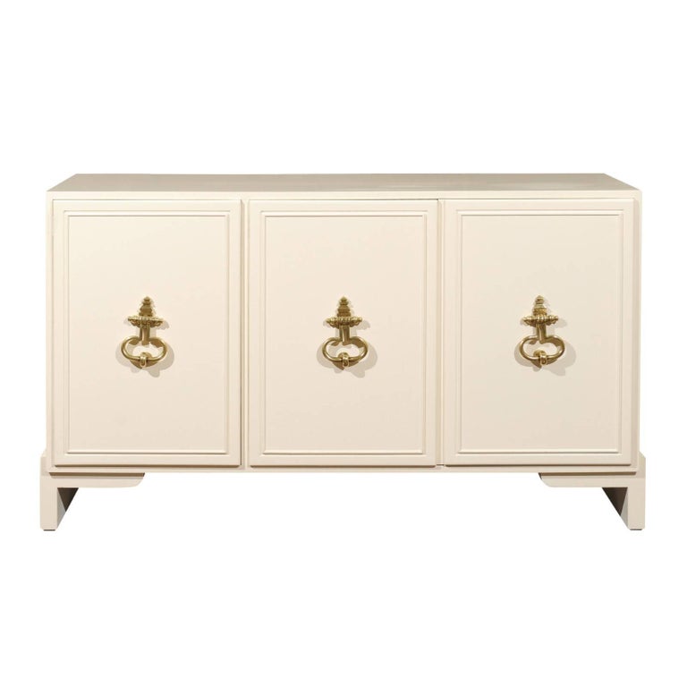Fabulous Restored Parzinger Style in Cream Lacquer, circa 1975