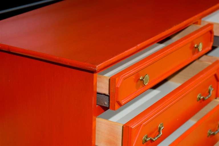 Late 20th Century Fabulous Restored Vintage Ficks Reed Chest in Chinese Red Lacquer, circa 1970 For Sale