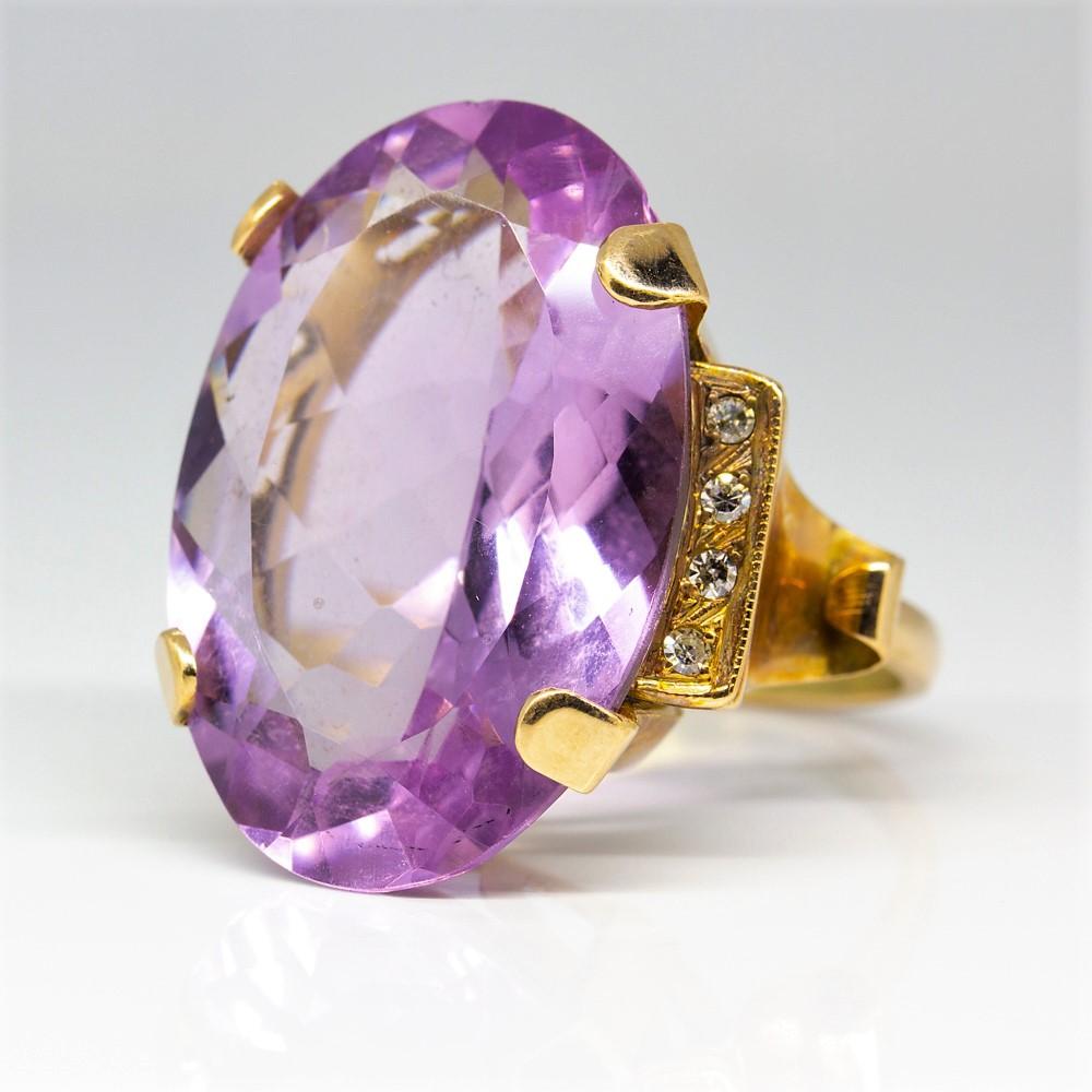 Women's or Men's Fabulous Retro 18 Karat Gold Amethyst Ring