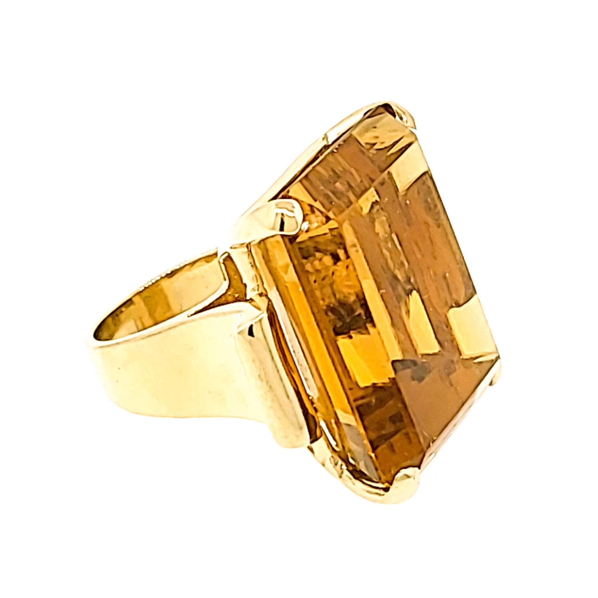 Women's Fabulous Retro Citrine Yellow Gold Ring For Sale