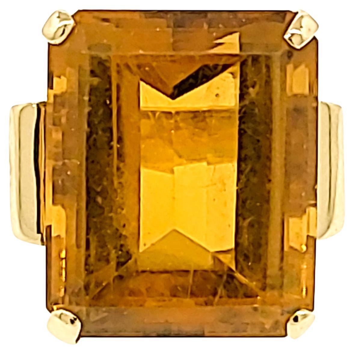 Fabulous Retro Citrine Yellow Gold Ring For Sale