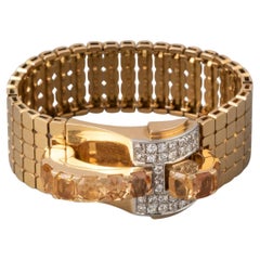 Favoloso bracciale retrò con diamanti e citrini
