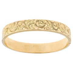 Antique Fabulous Rose Gold Stiff Hinged Bracelet