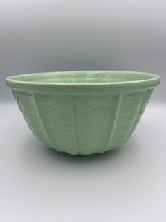 Fabulous Roseville Art Deco Ceramic 1930's Undulating Wave Bowl in Mint Green