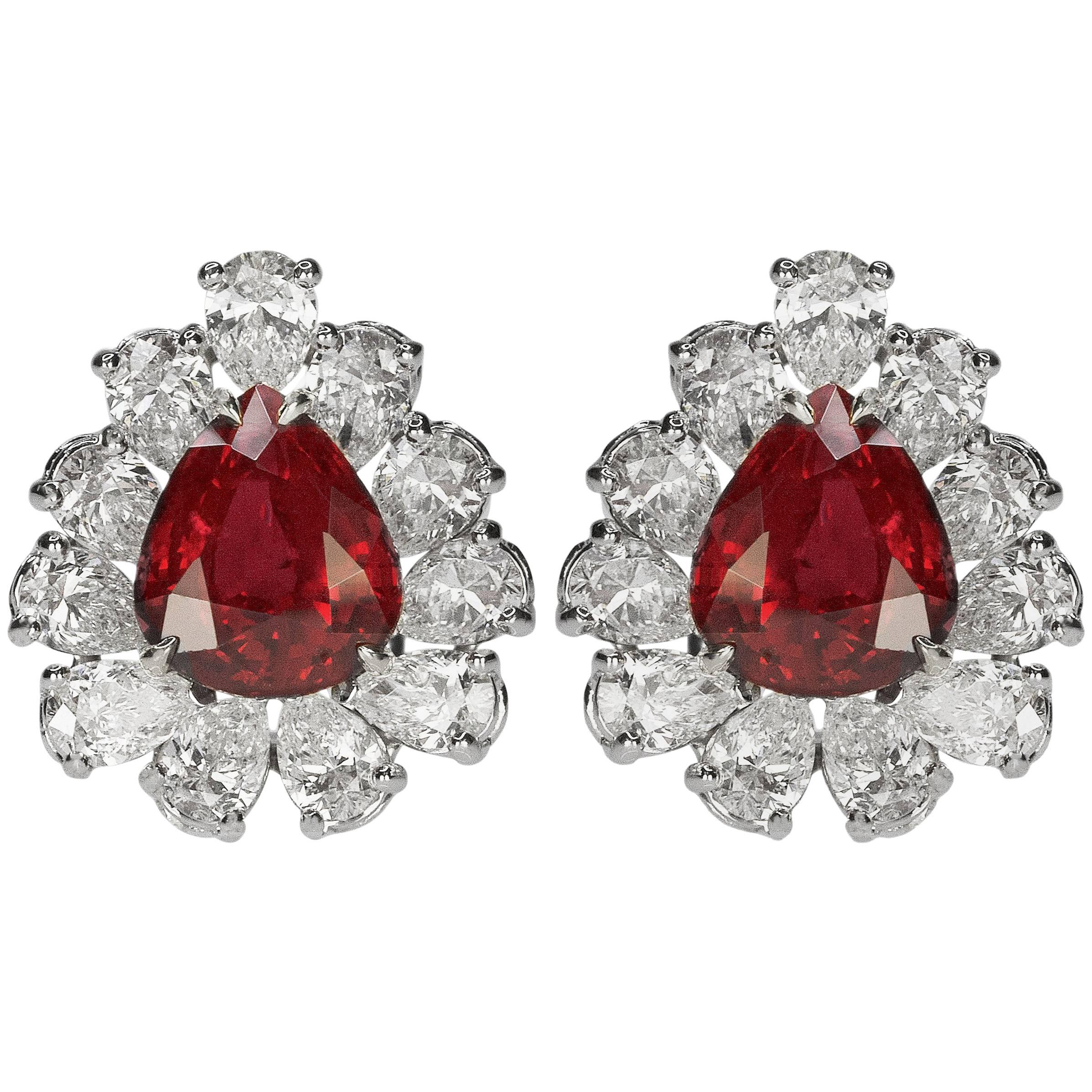 Fabulous Ruby and Diamond Earrings in Platinum