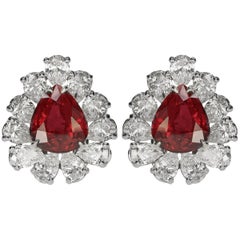 Fabulous Ruby and Diamond Earrings in Platinum