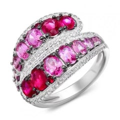 Fabulous Ruby Pink Sapphire Diamonds White Gold Earrings for Her
