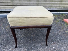 Fabulous Sabre Leg Walnut Stool/Ottoman by T H. Robsjohn-Gibbings, C. 1950s
