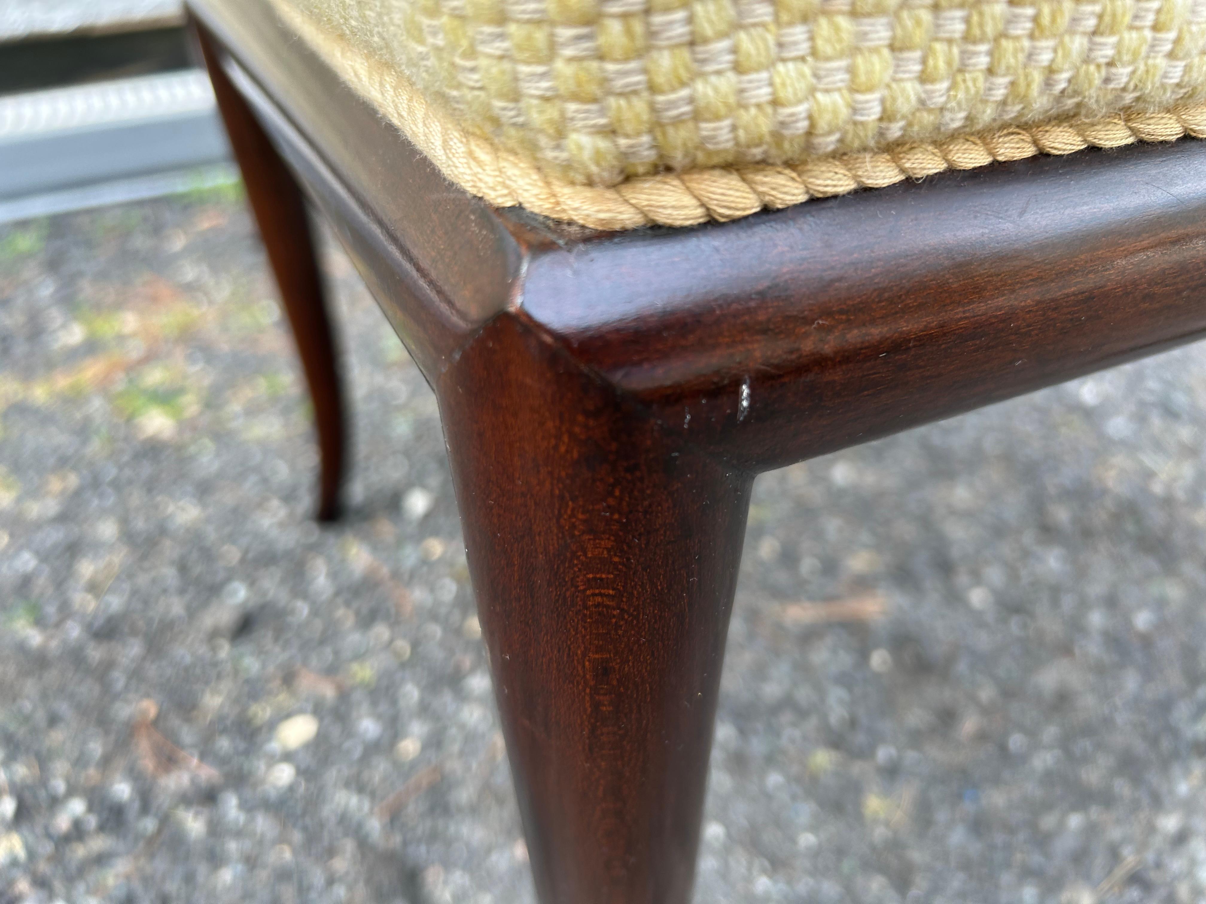 American Fabulous Sabre Leg Walnut Stool/Ottoman by T H. Robsjohn-Gibbings, C. 1950s For Sale