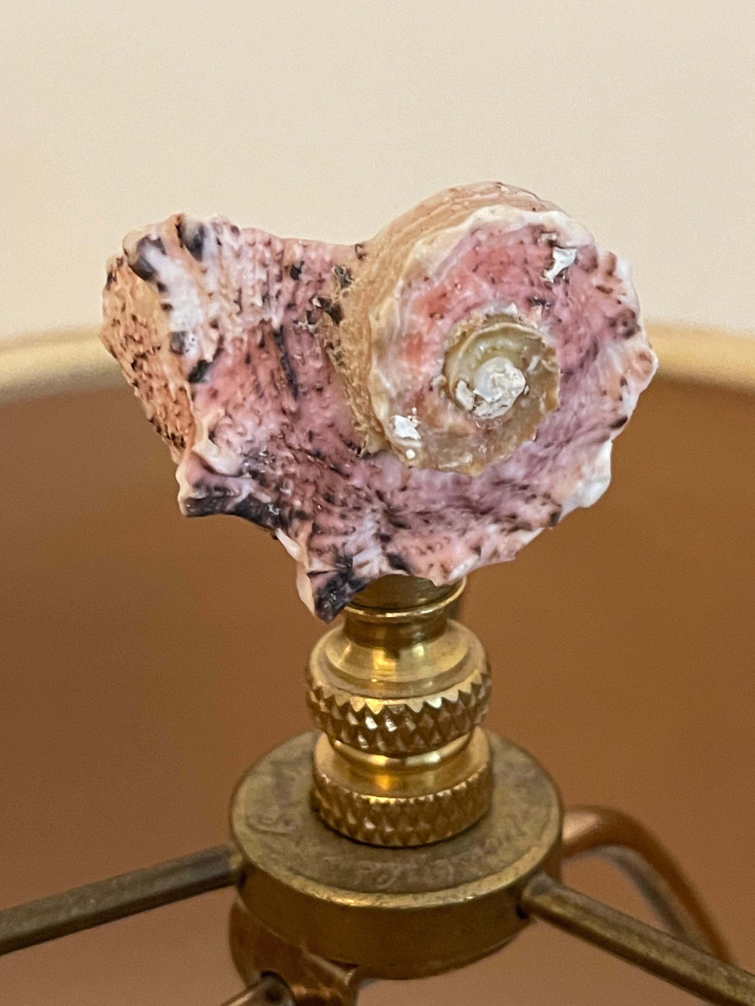 Fabulous Sea Shell Crystal Lamp Grasscloth Shade mediados del siglo XX en venta