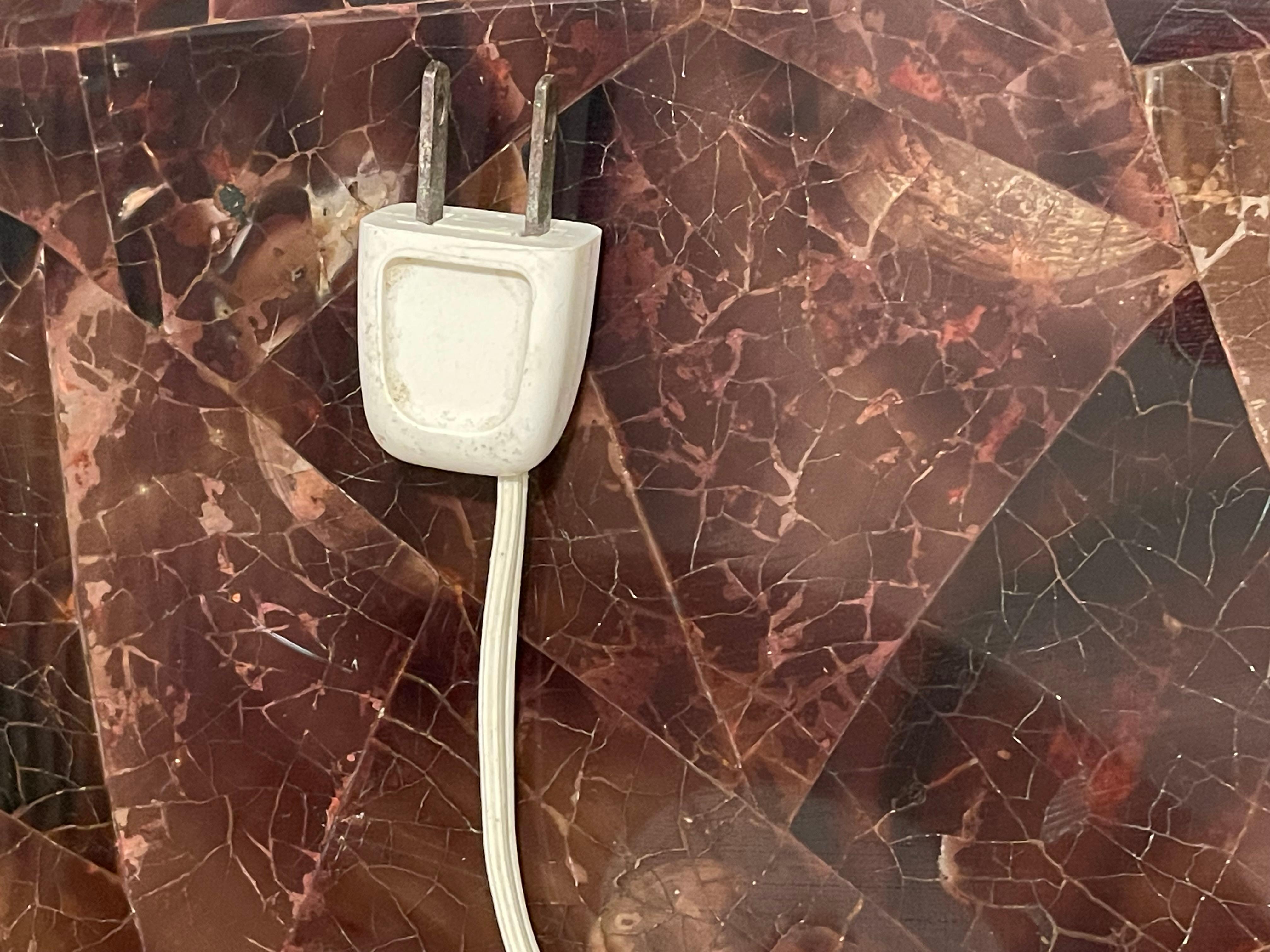 Fabulous Sea Shell Crystal Lamp Grasscloth Shade en venta 1