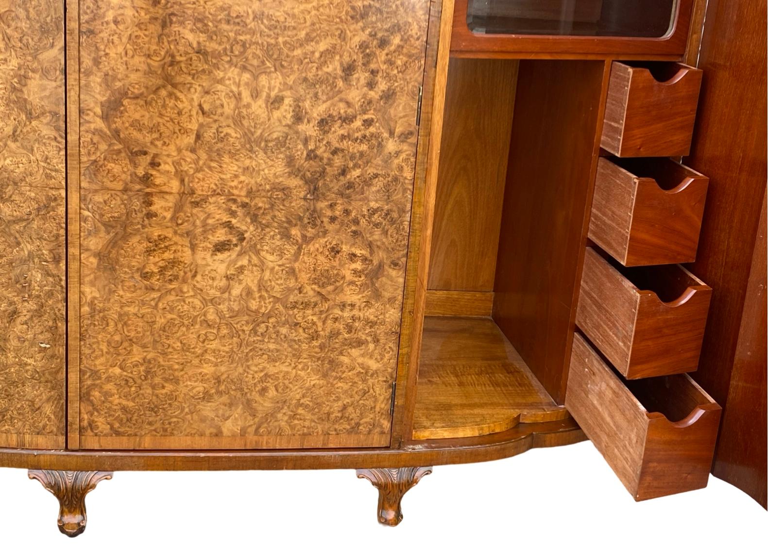 Fabulous serpentine fronted 3 door Art Deco Triple Wardrobe 1