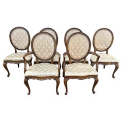 Fabuleux ensemble de 6 chaises de salle à manger à dossier ballon et pieds cabriole style Queen Anne