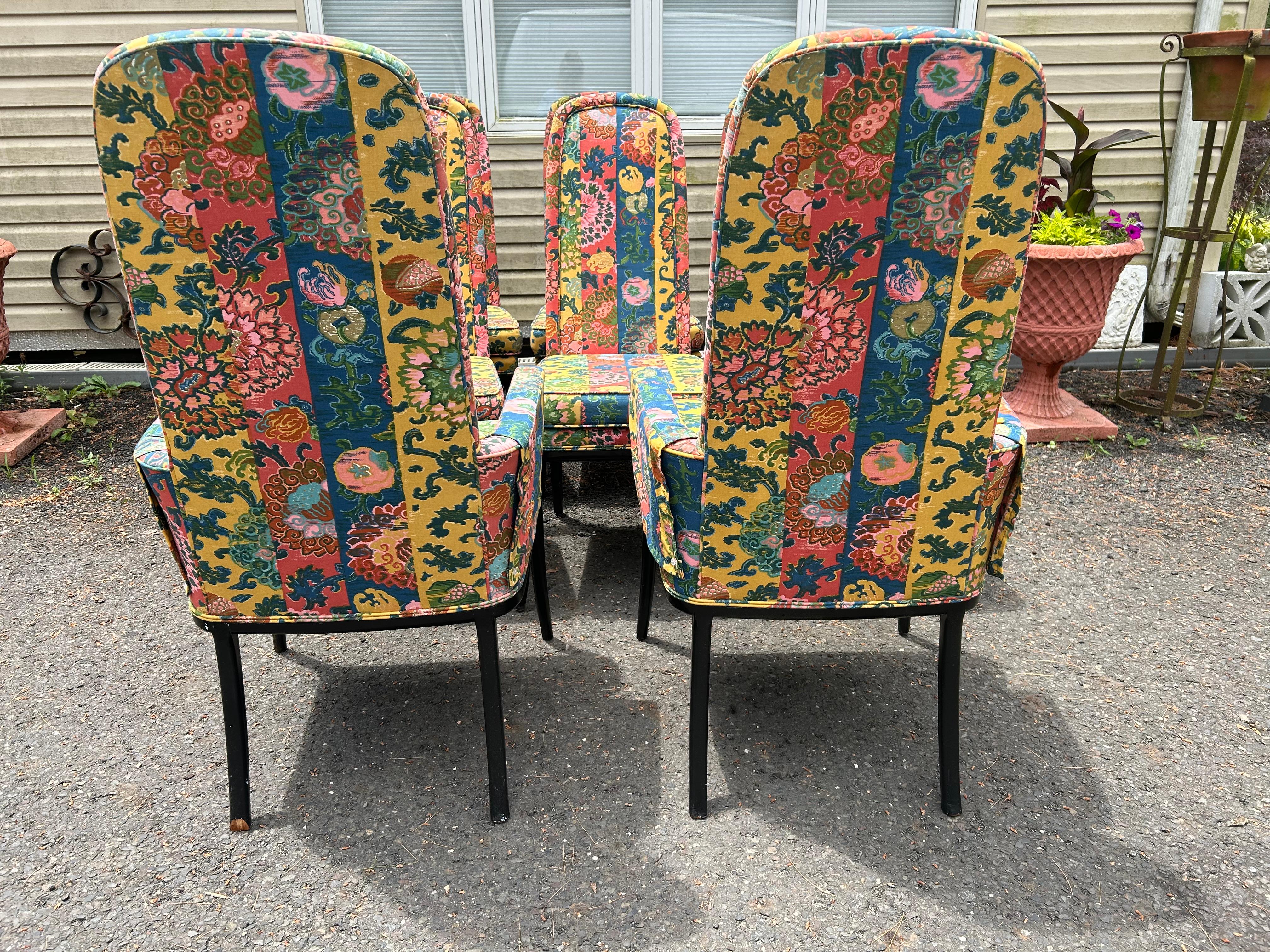 Mid-Century moderno Favoloso set di 8 sedie da pranzo con gambe a sciabola Erwin Lambeth, ebanizzate, del Medioevo Moderno in vendita