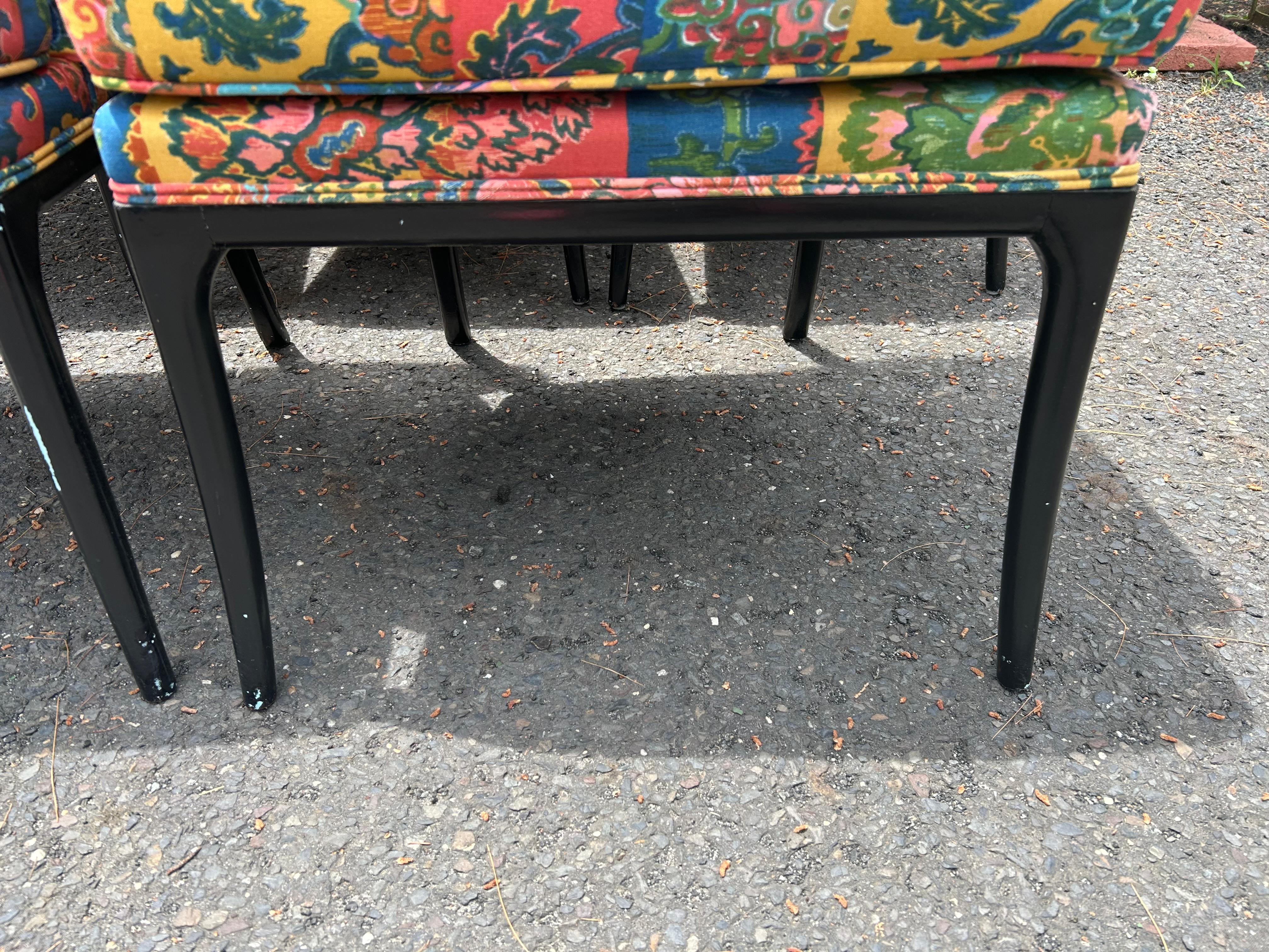 Favoloso set di 8 sedie da pranzo con gambe a sciabola Erwin Lambeth, ebanizzate, del Medioevo Moderno In condizioni buone in vendita a Pemberton, NJ