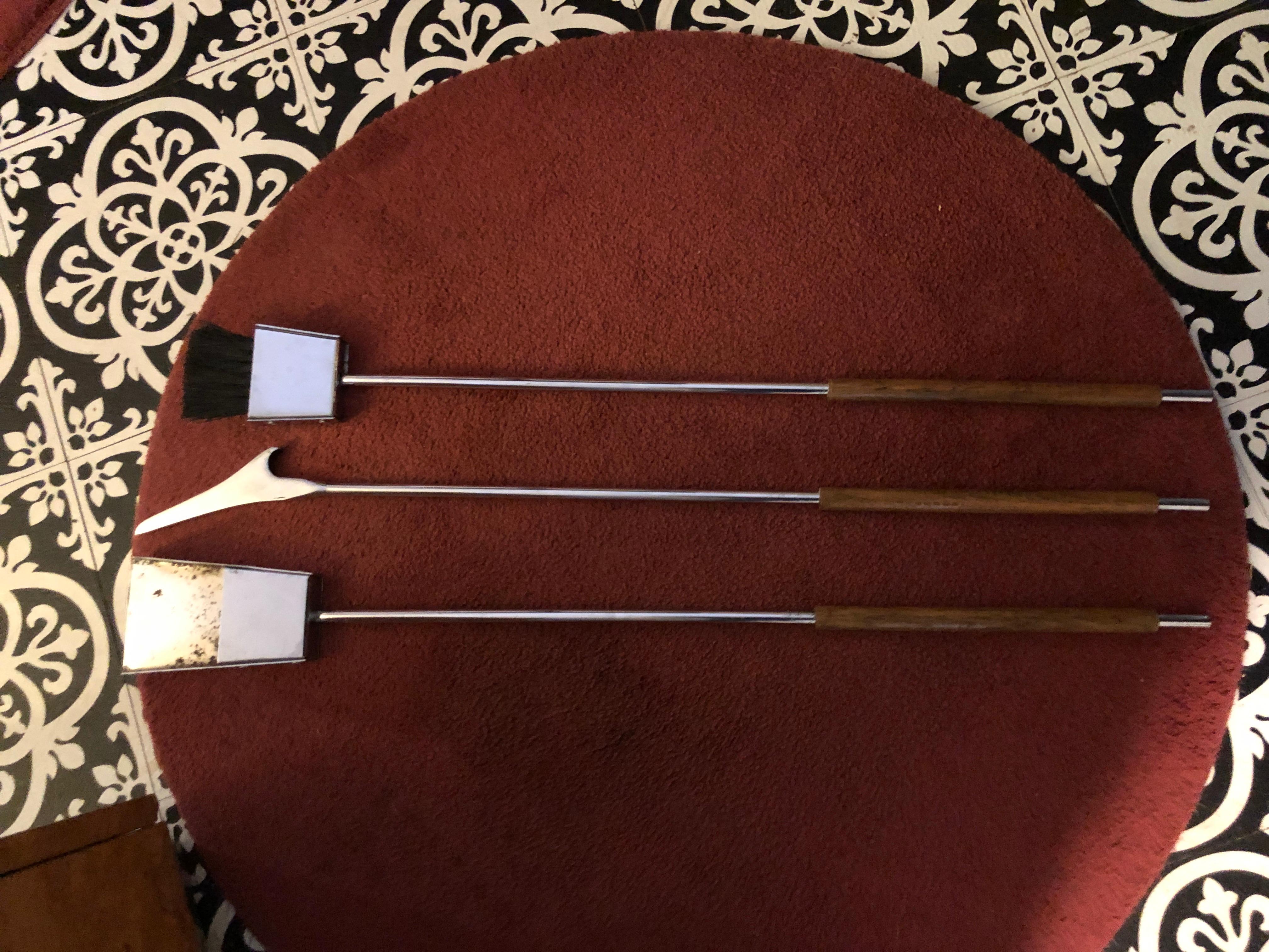Fabulous Set Danny Alessandro Fireplace Tools in Lucite and Chrome Mid-Century For Sale 4