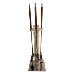 Fabelhaftes Set Danny Alessandro Kaminbesteck aus Lucite und Chrom Mid-Century
