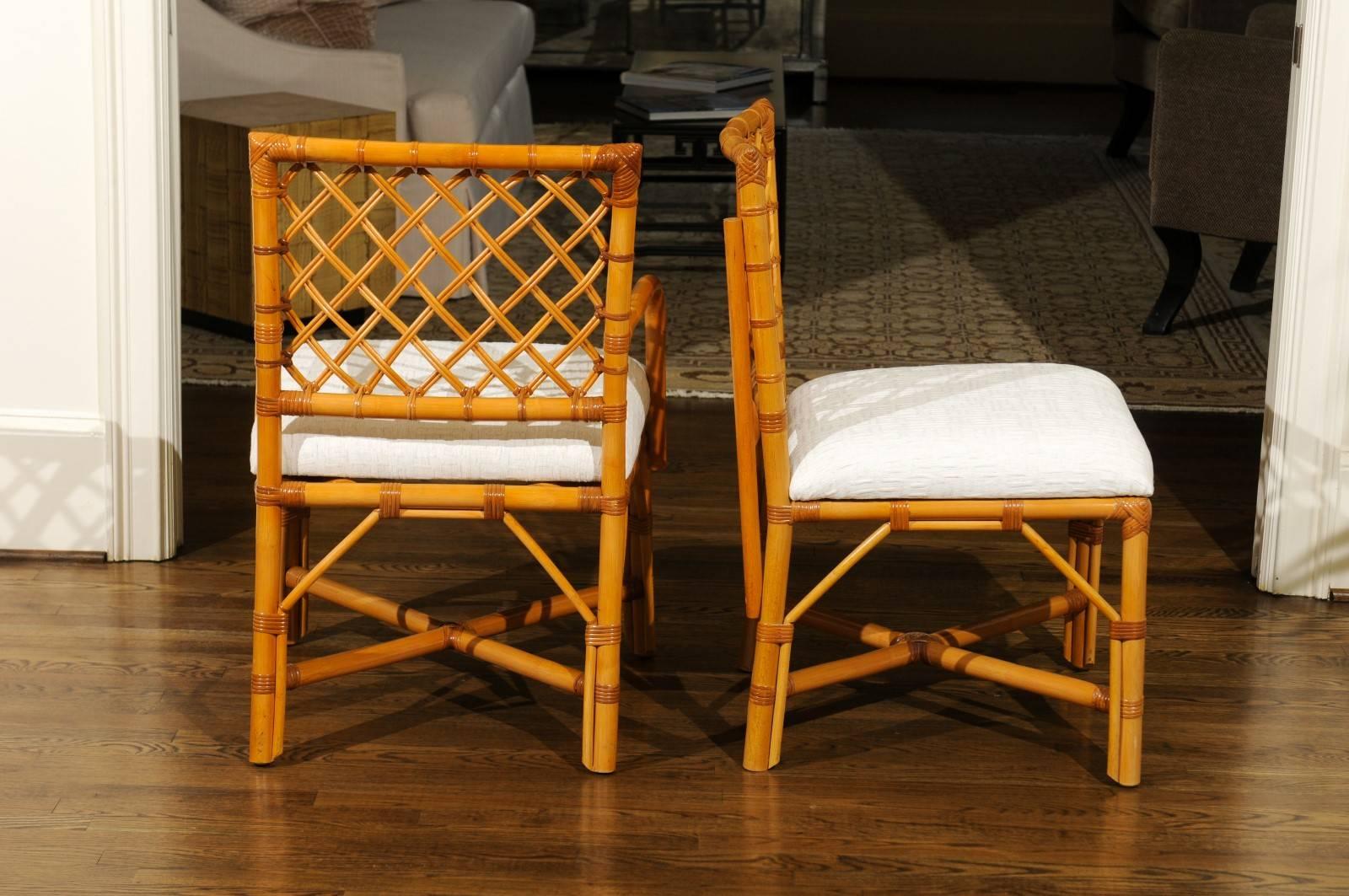 Late 20th Century Fabulous Set of 8 Rattan and Cane Dining Chairs by Bielecky Brothers, circa 1975