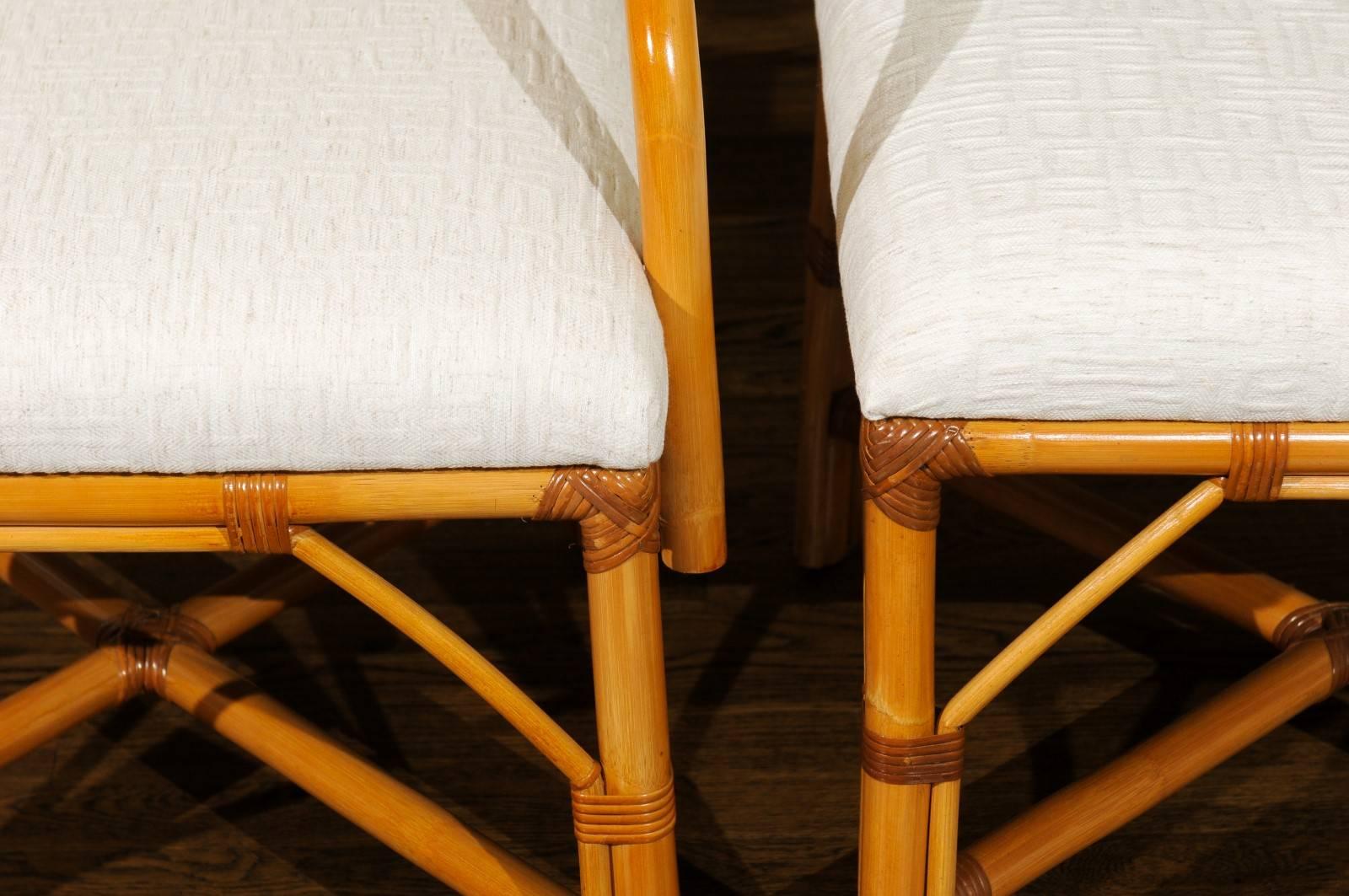 Fabulous Set of 8 Rattan and Cane Dining Chairs by Bielecky Brothers, circa 1975 3