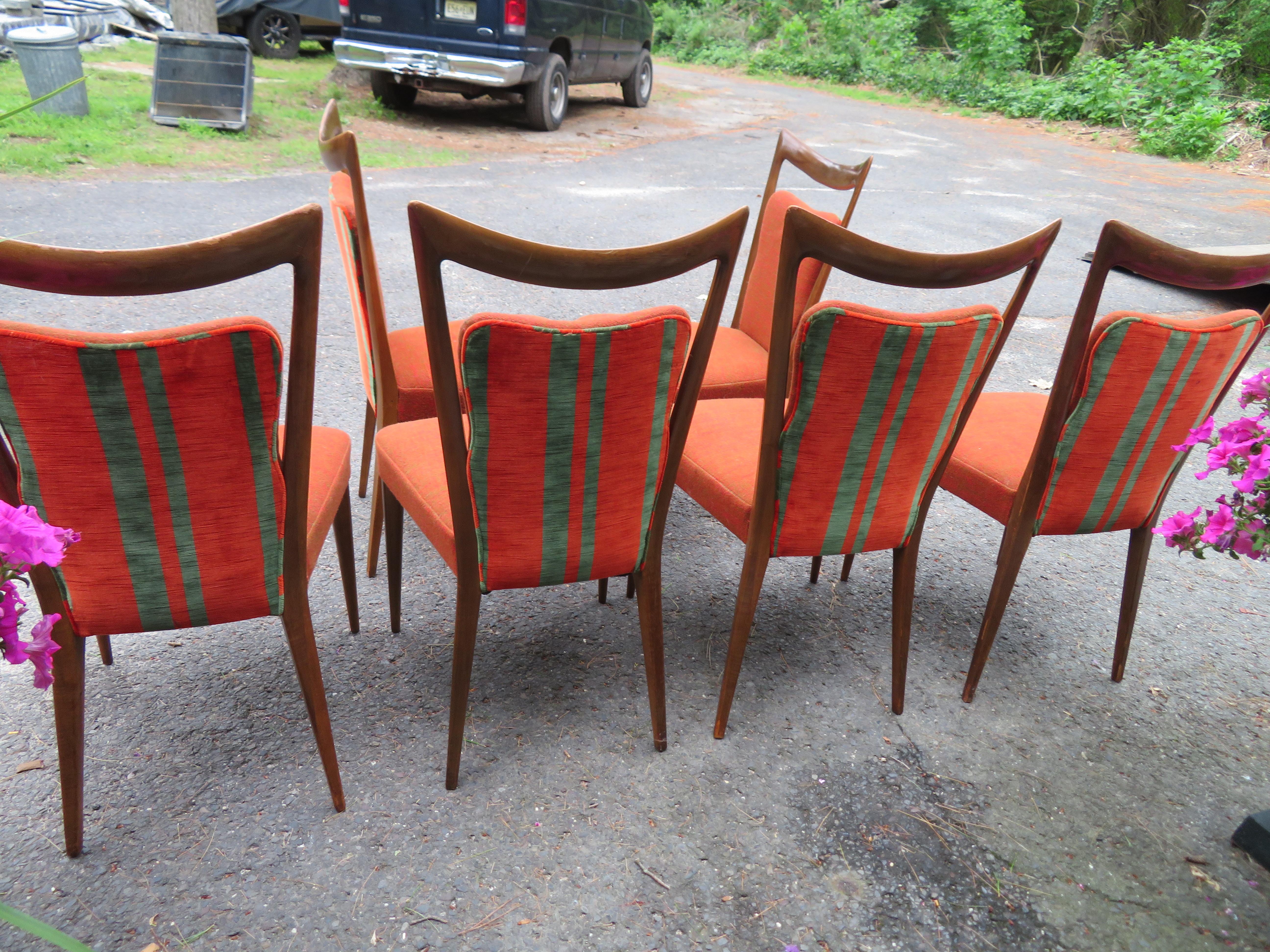 Fabulous Set of Six Italian Melchiorre Bega Dining Chairs Mid-Century Modern For Sale 8