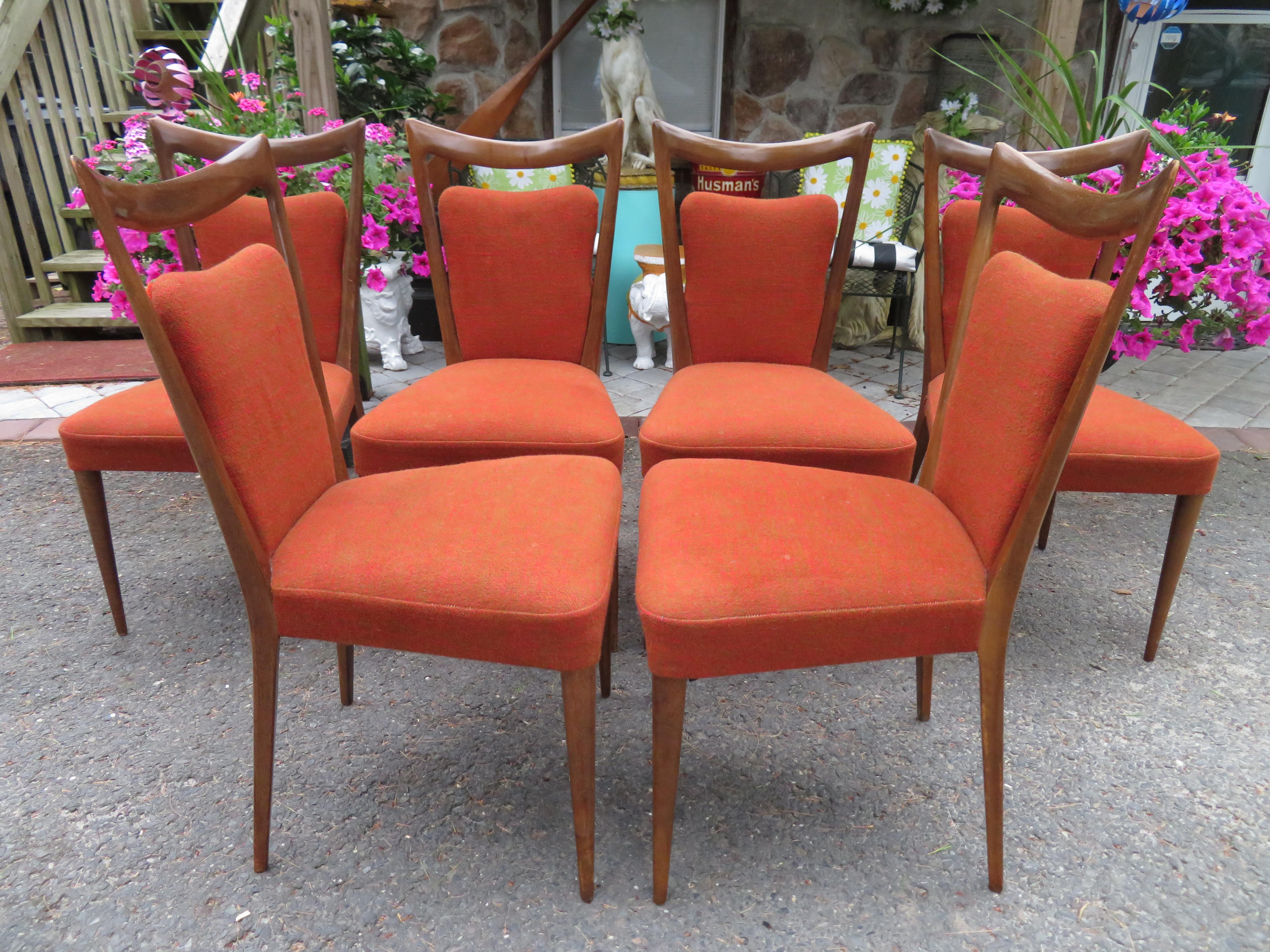 Fabulous Set of Six Italian Melchiorre Bega Dining Chairs Mid-Century Modern For Sale 10