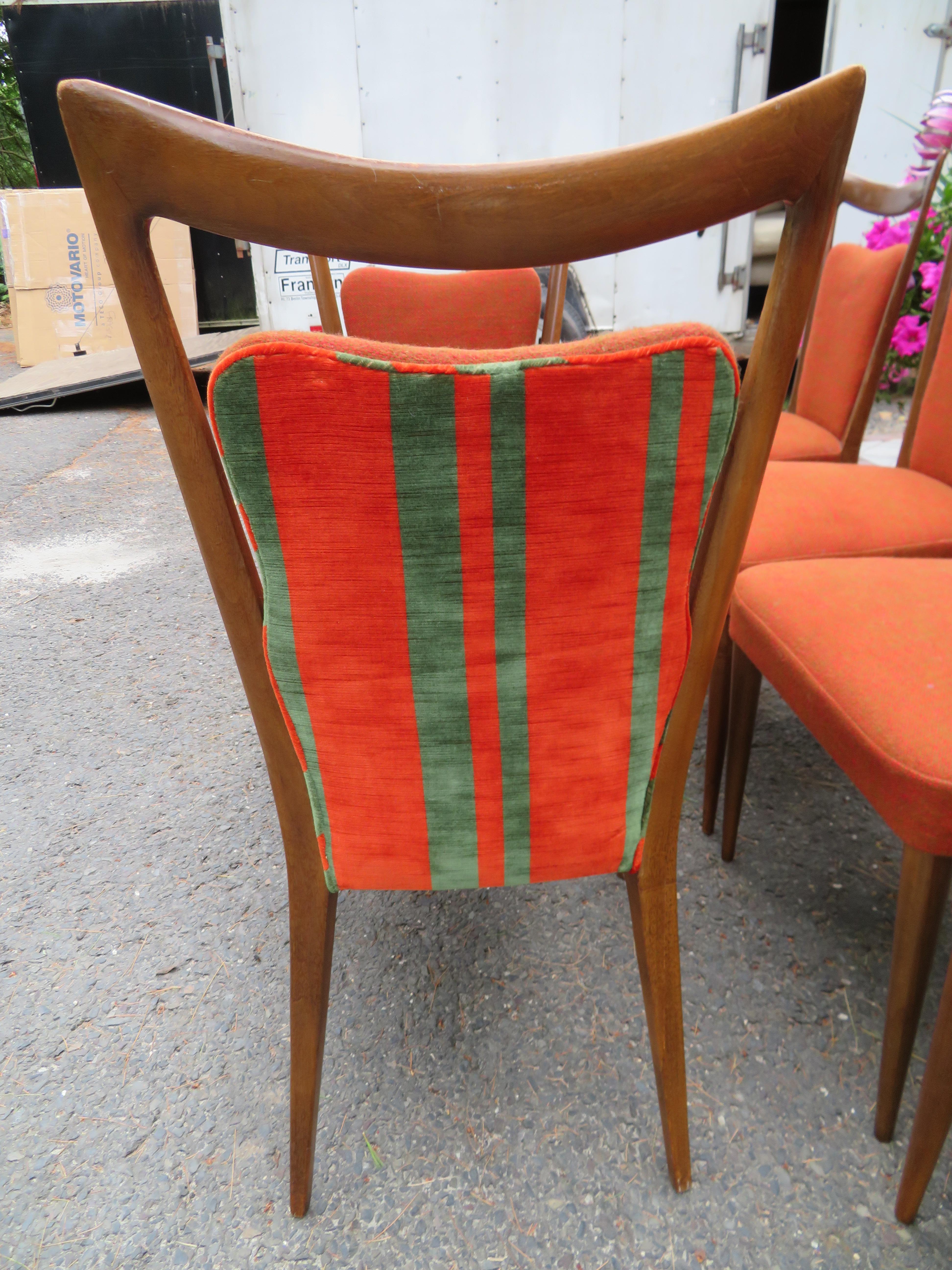 Fabulous Set of Six Italian Melchiorre Bega Dining Chairs Mid-Century Modern In Good Condition For Sale In Pemberton, NJ