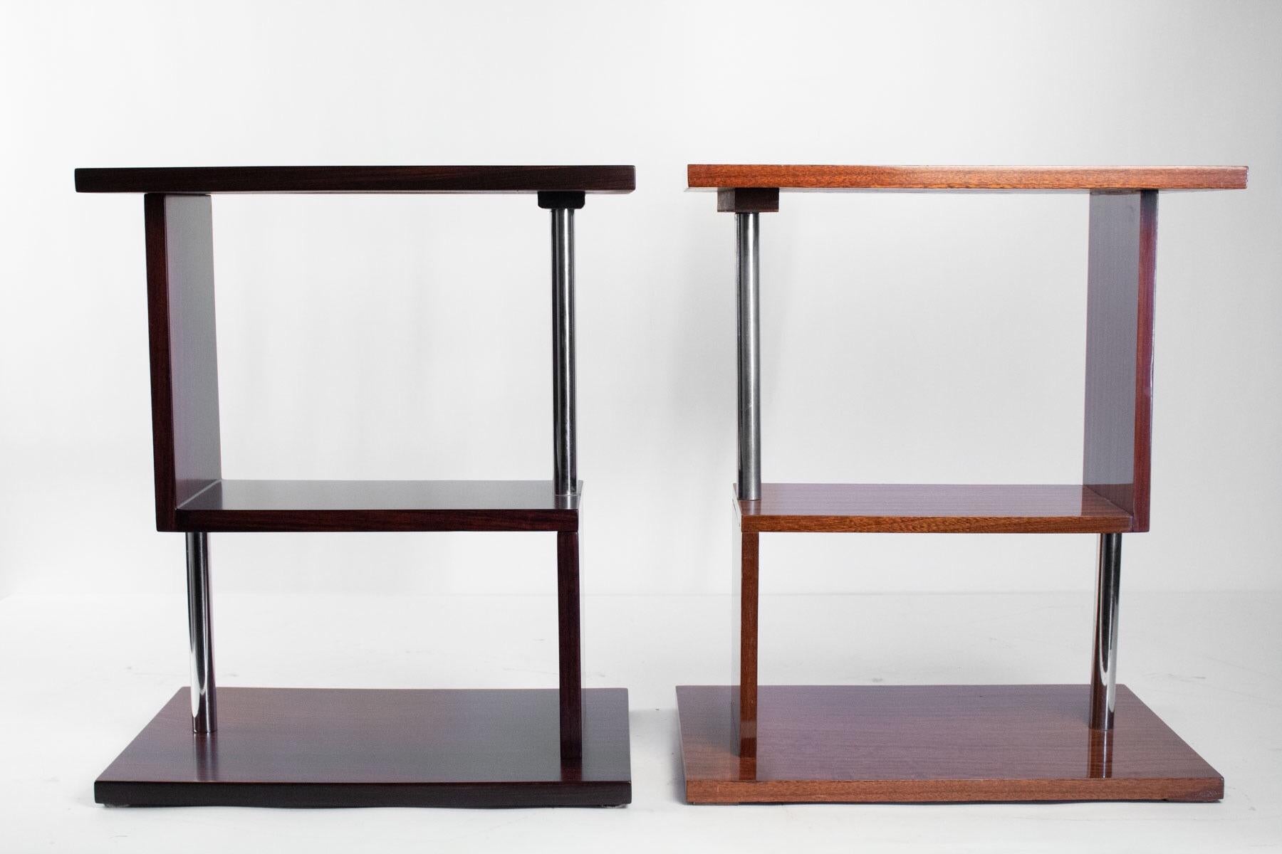 Fabulous Set of Two Fruitwood Side Tables, Art Deco Style, France, 20th Century 2