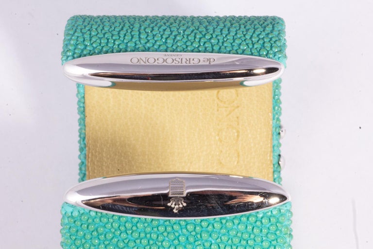 Modern Fabulous Sharkskin, 18 Karat Gold and Diamond Cuff Bracelet For Sale