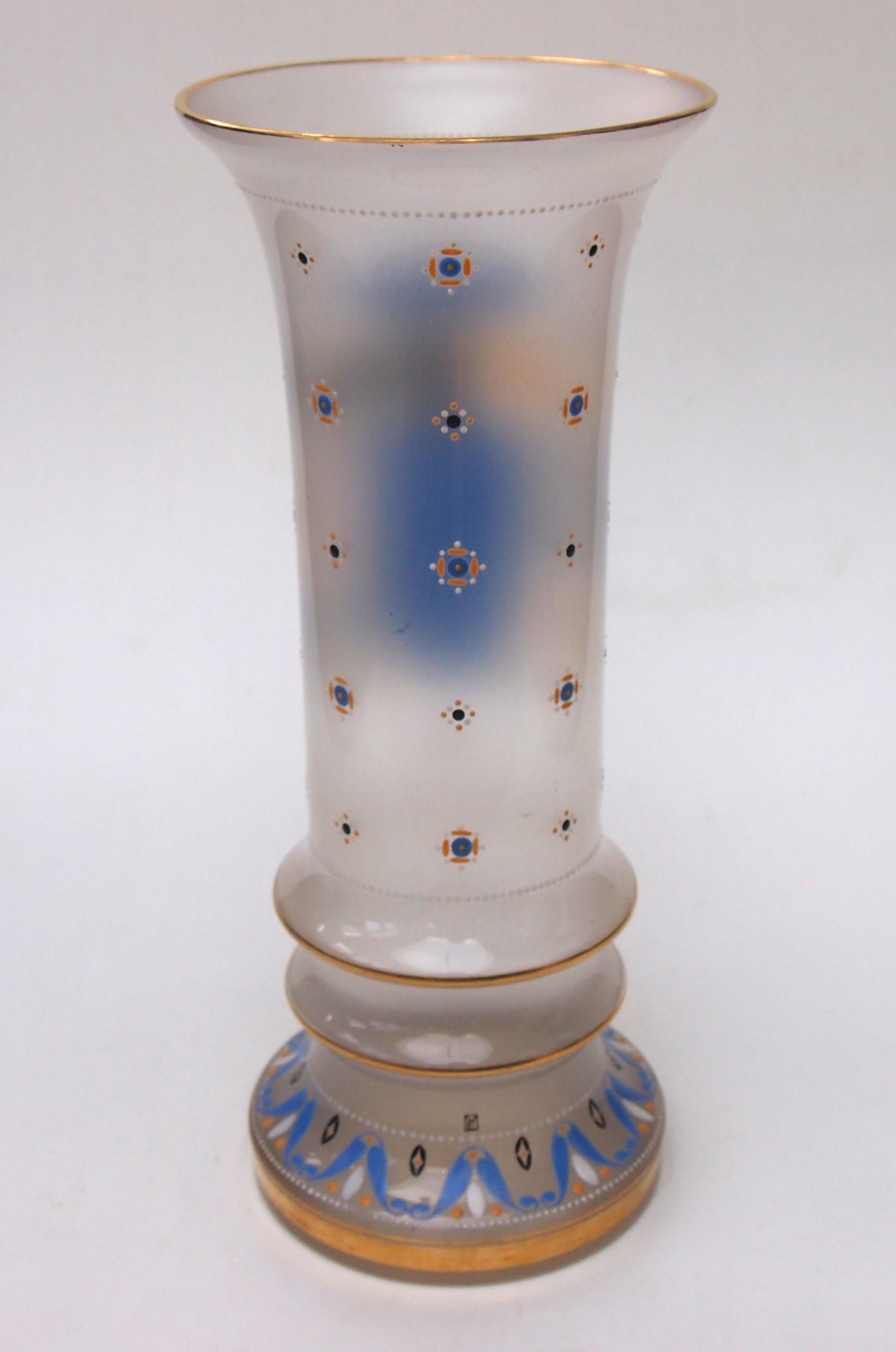 Art Nouveau Fabulous Signed Armorial Glass Vase by Hugo Max for Steinschönau Glass school For Sale