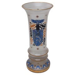 Fabulous Signed Armorial Glass Vase by Hugo Max for Steinschönau Glass school