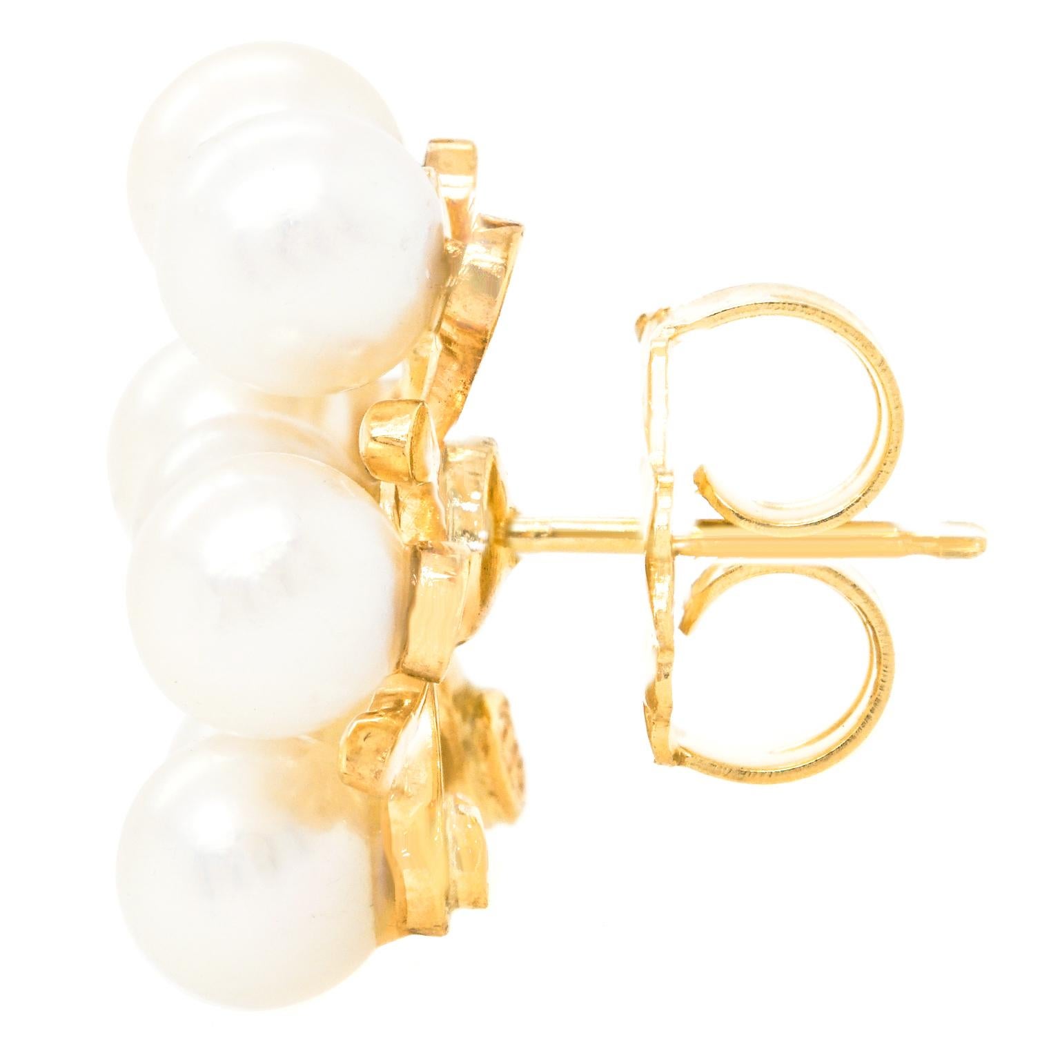Fabulous Sixties Mikimoto Pearl-Set Gold Earrings 2
