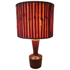 Fabulous Small Danish Teak and Straw Table Lamp, 1960s