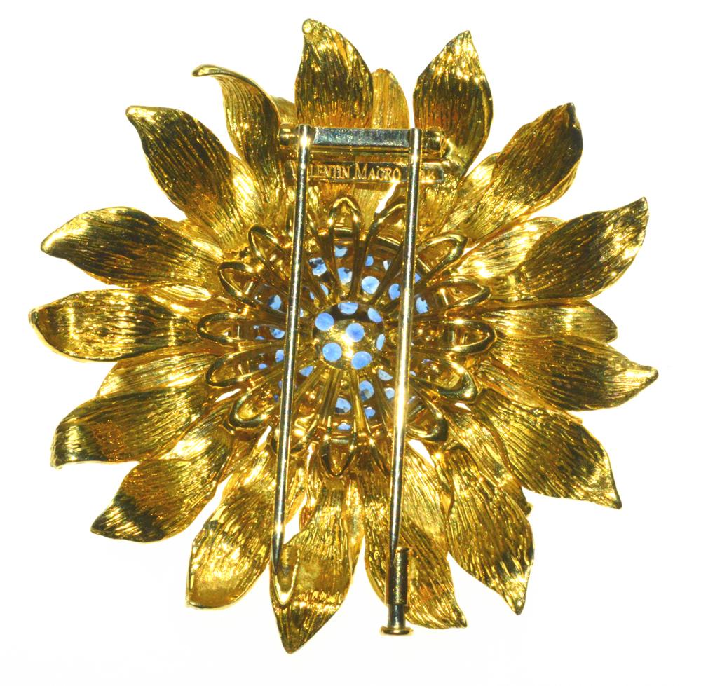 Women's Fabulous Statement Sapphire Sunflower Brooch by Valentin Magro