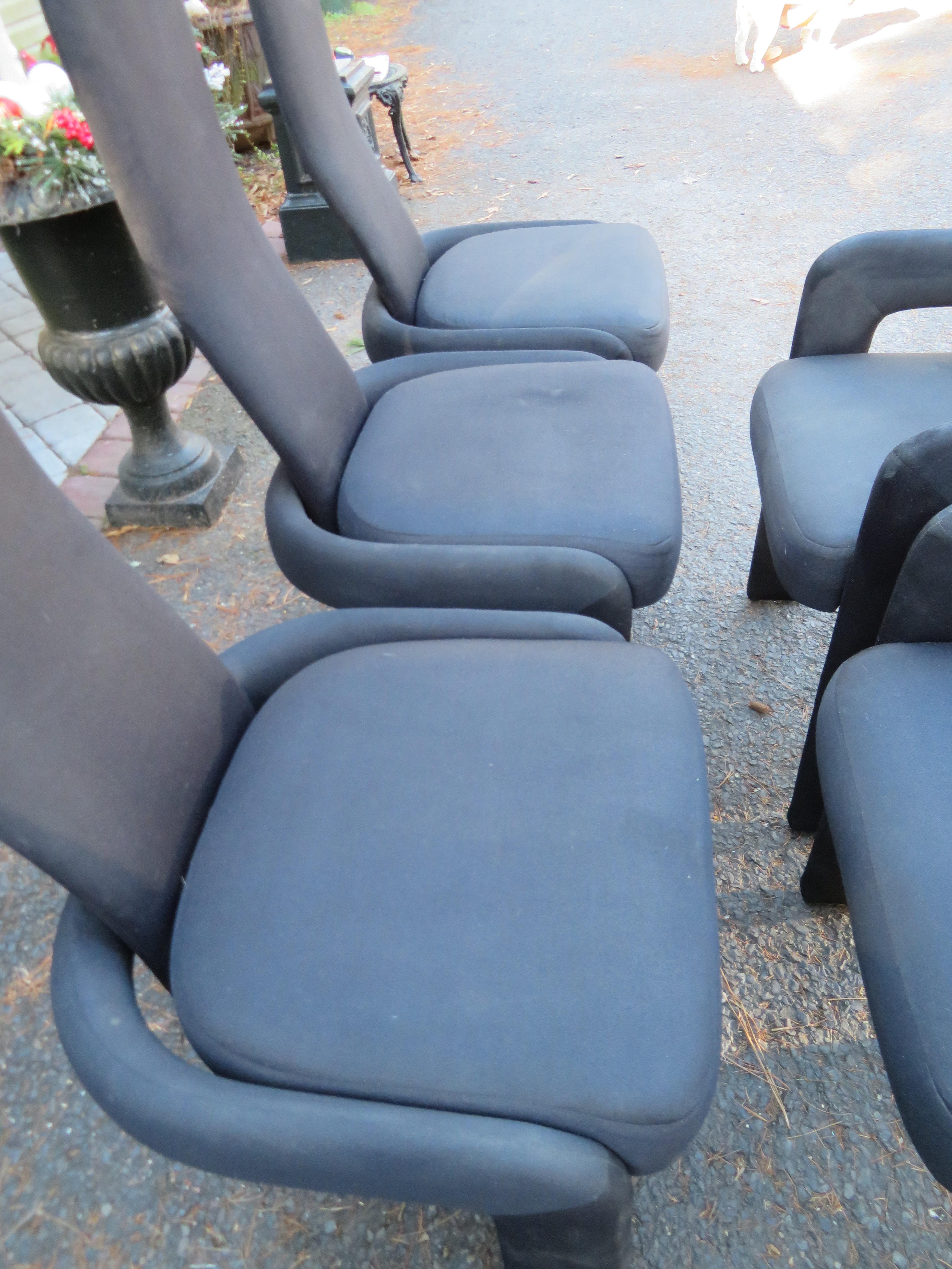 Fabuleux ensemble de 6 chaises de salle à manger sculpturales postmodernes en vente 3