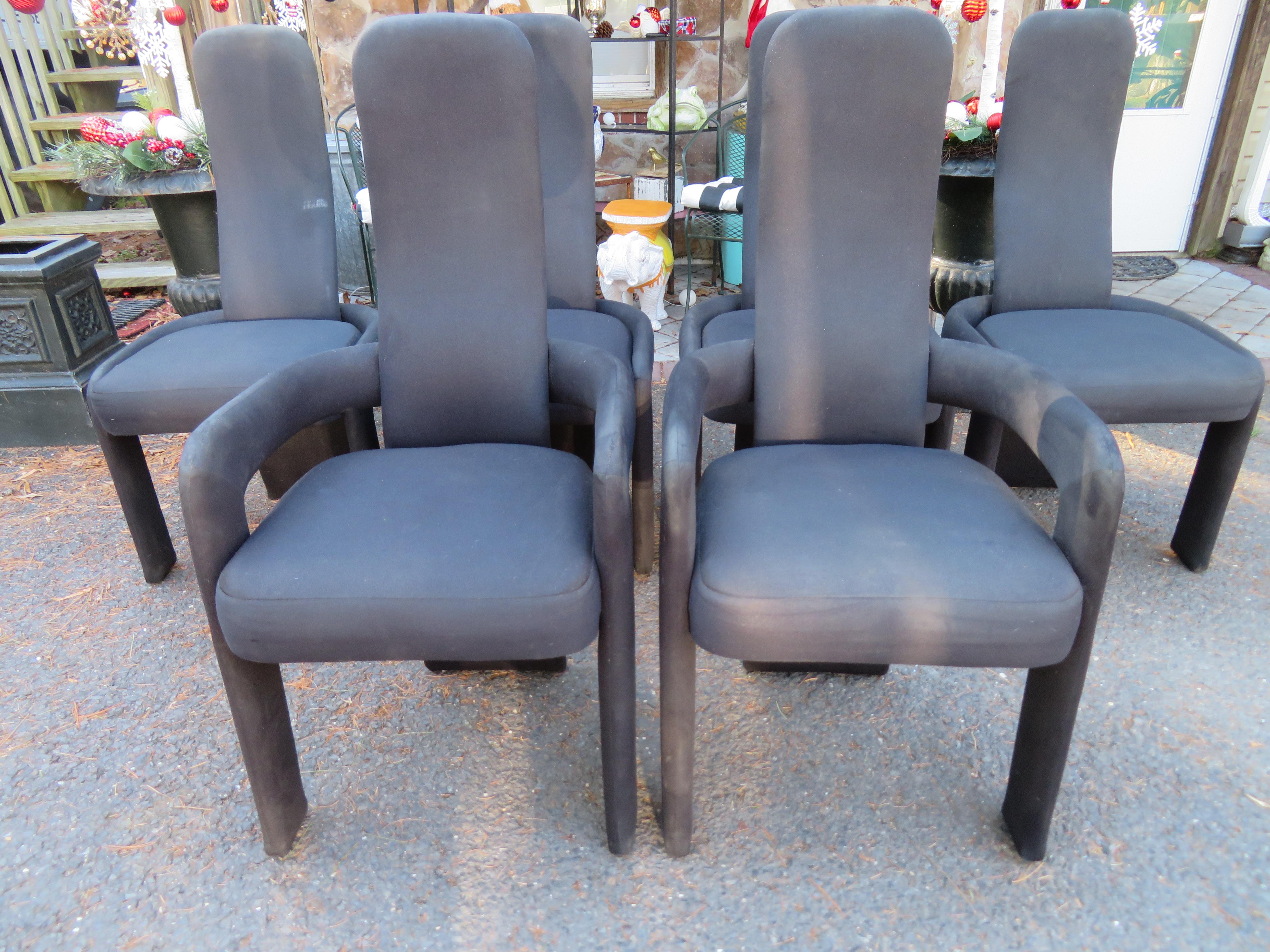 Post-Modern Fabulous Statuesque Set of 6 Sculptural Postmodern Dining Chairs  For Sale