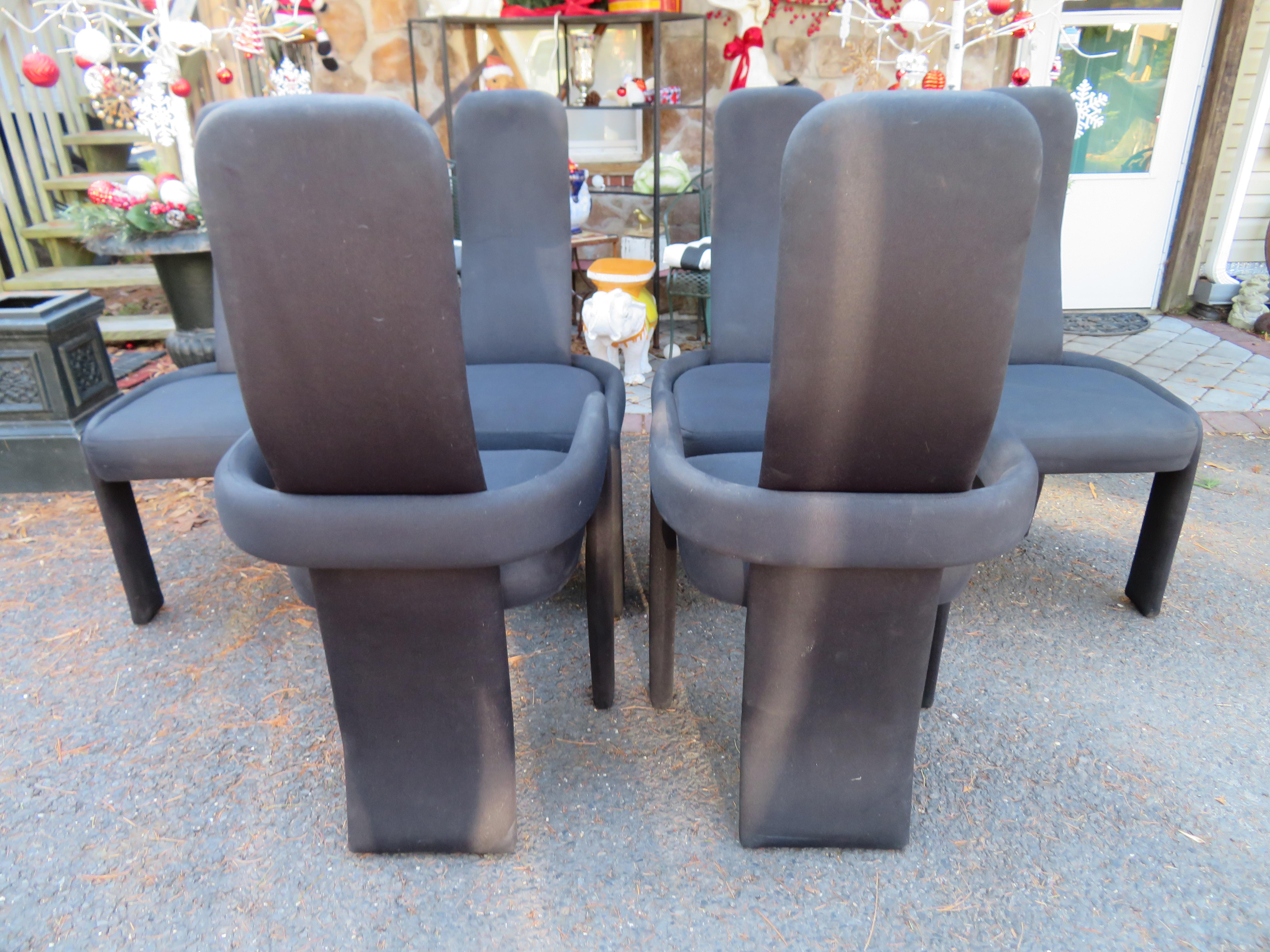 Américain Fabuleux ensemble de 6 chaises de salle à manger sculpturales postmodernes en vente
