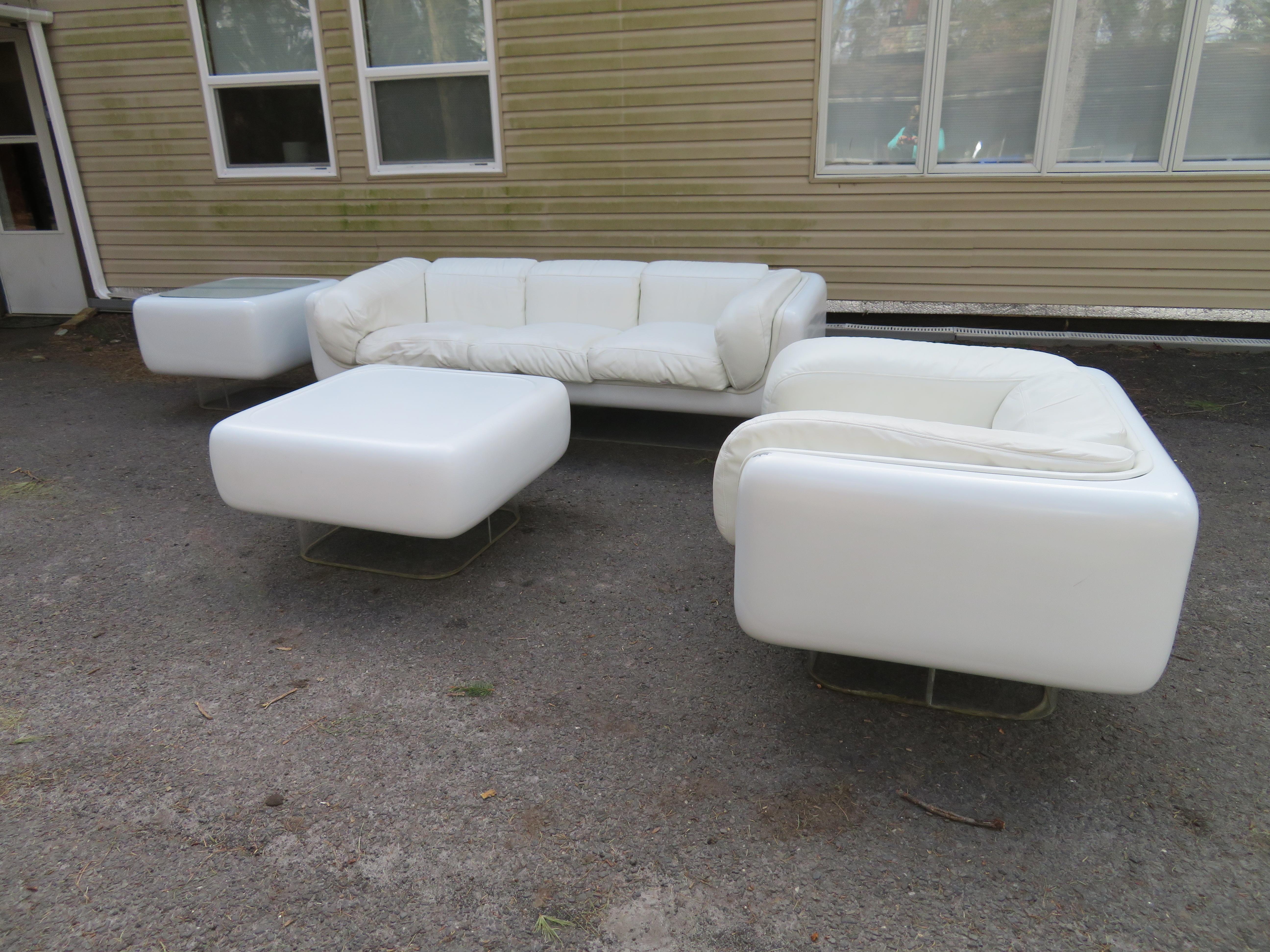 Fabulous Steelcase Fiberglass Leather Space Age Modern Sofa William Andrus For Sale 4