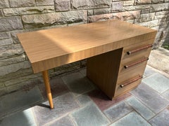 Fabulous T.H. Robsjohn-Gibbings Widdicomb Cane Pulls Desk Mid-Century
