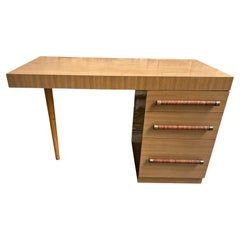 Fabulous T.H. Robsjohn-Gibbings Widdicomb Cane Pulls Desk Mid-Century