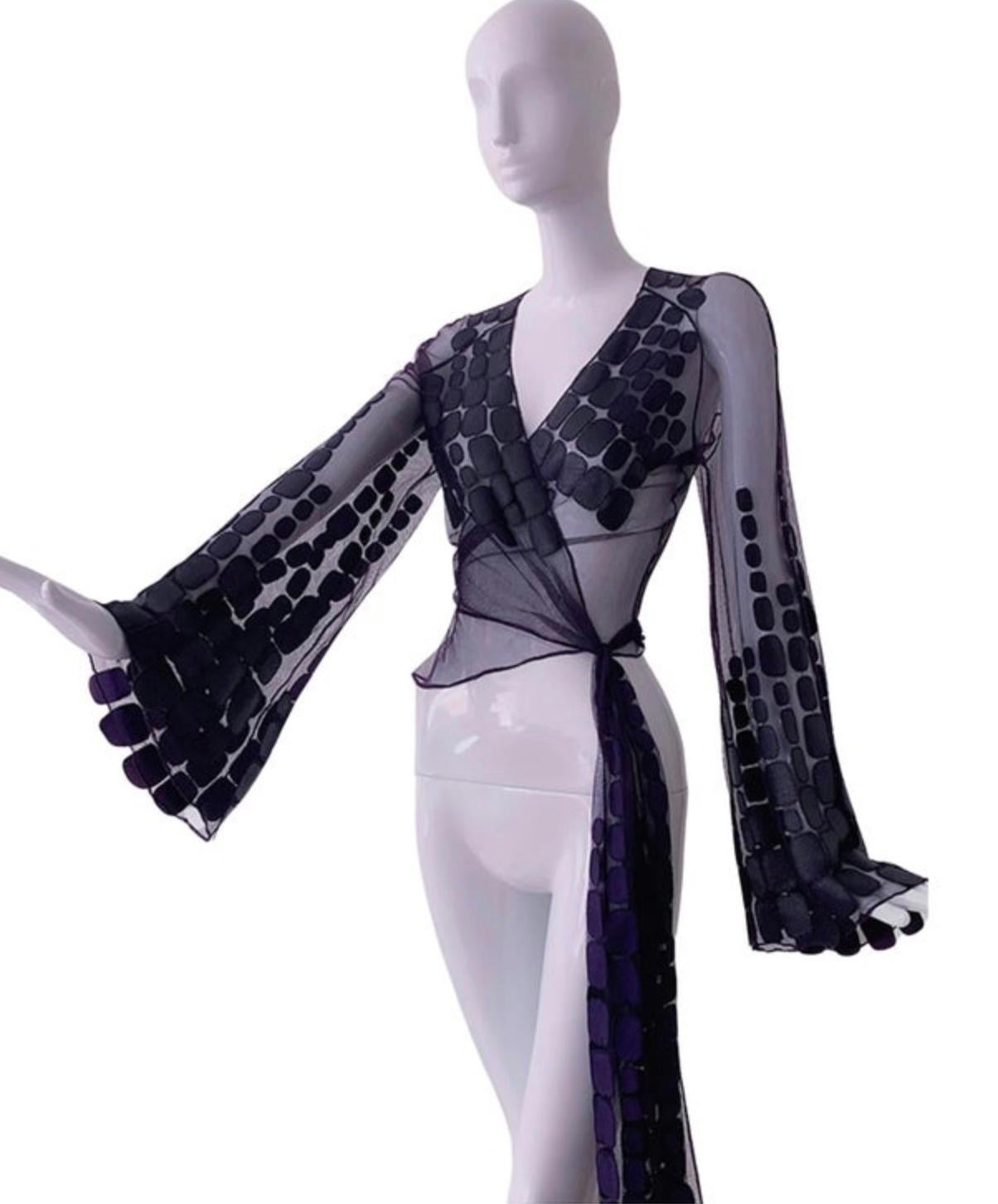 FAVOLOSO Thierry Mugler Couture SS 2001 Les Solaris Blusa Top in pelle trasparente in vendita 2