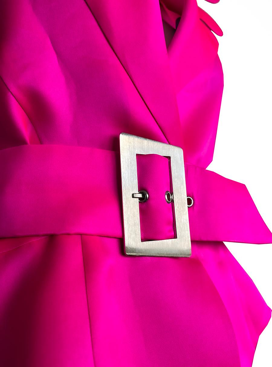 Fabulous Thierry Mugler Hot Pink Top Dramatic 1988 Blouse Jacket  In Good Condition For Sale In Berlin, BE