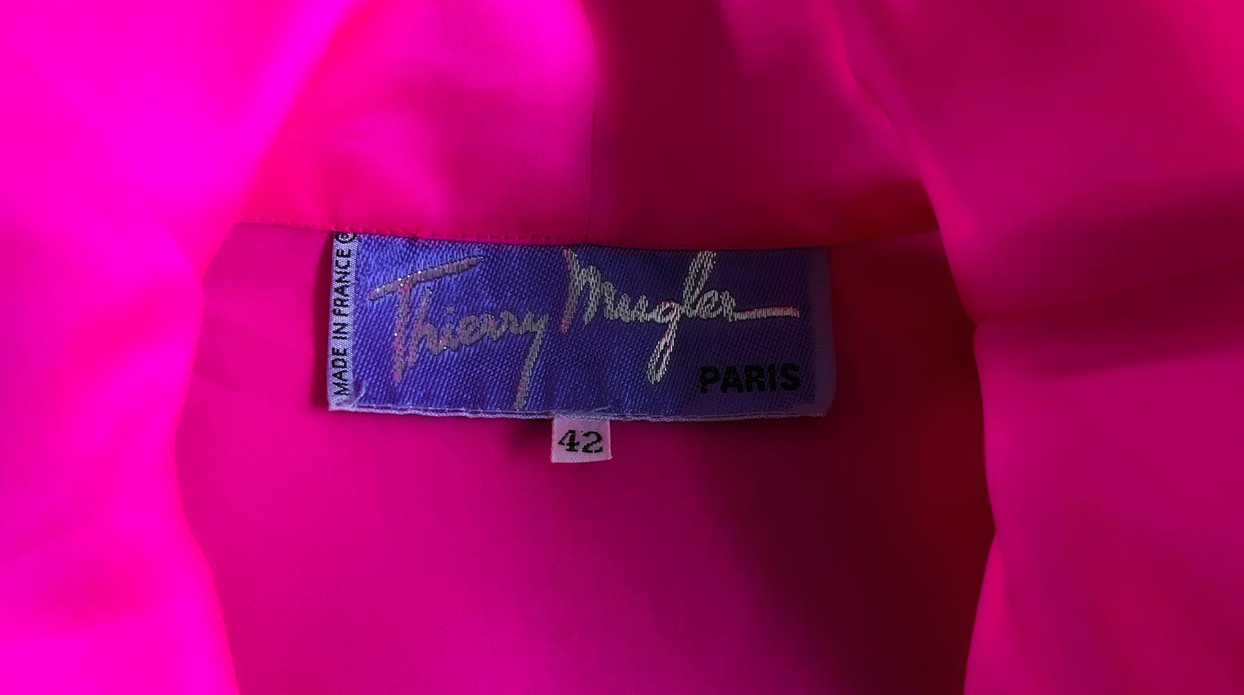Women's Fabulous Thierry Mugler Hot Pink Top Dramatic 1988 Blouse Jacket  For Sale