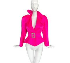 Fabulous Thierry Mugler Hot Pink Top Dramatic 1988 Blouse Jacket