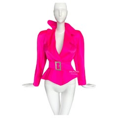 Fabulous Thierry Mugler Hot Pink Top Dramatic 1988 Blouse Jacket 