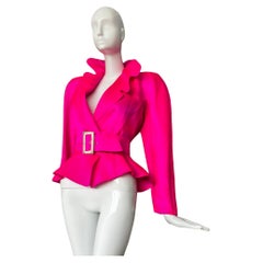 Retro Fabulous Thierry Mugler Hot Pink Top Dramatic 1988 Blouse Jacket 