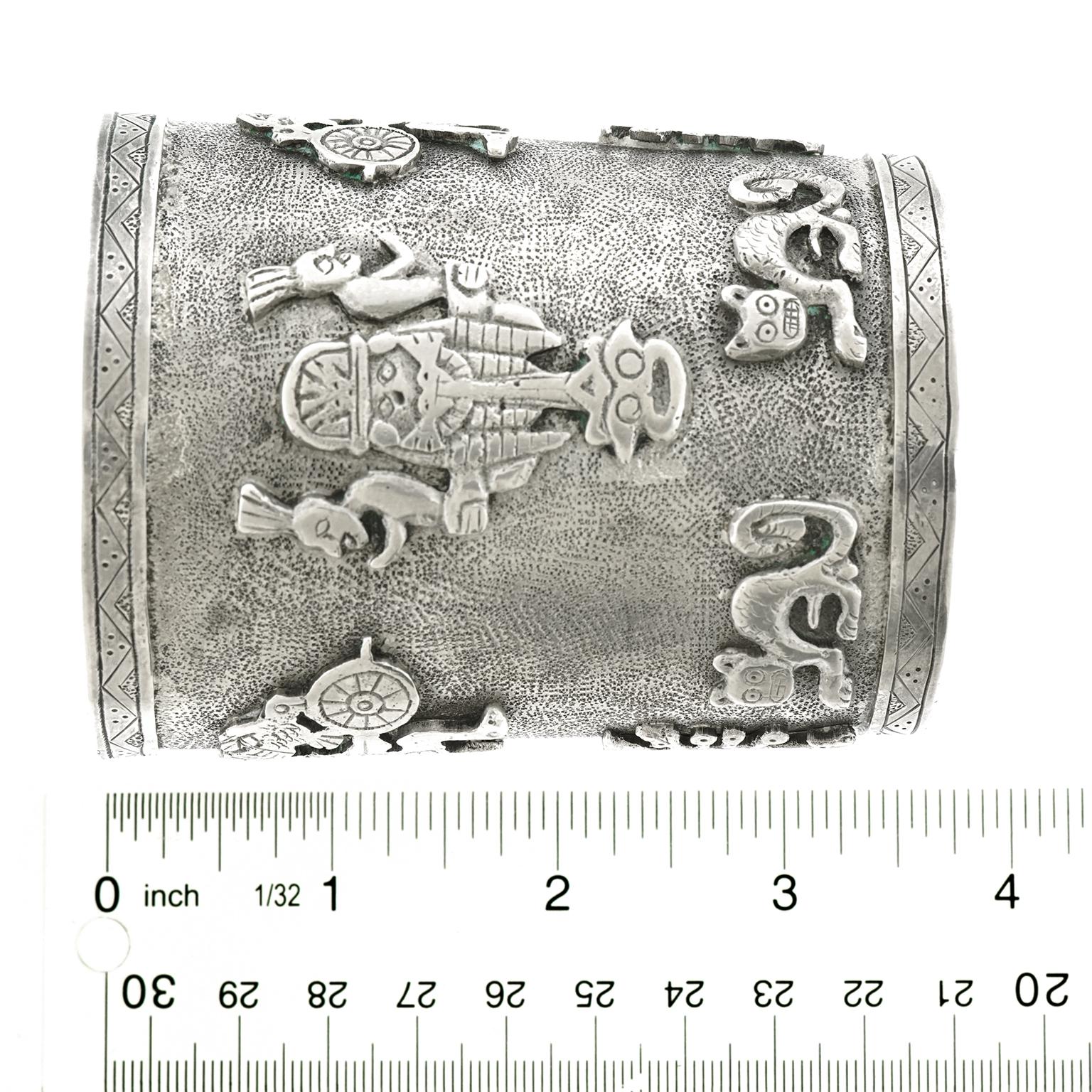 Fabulous Thirties Inca Motif Silver Bracelet 1