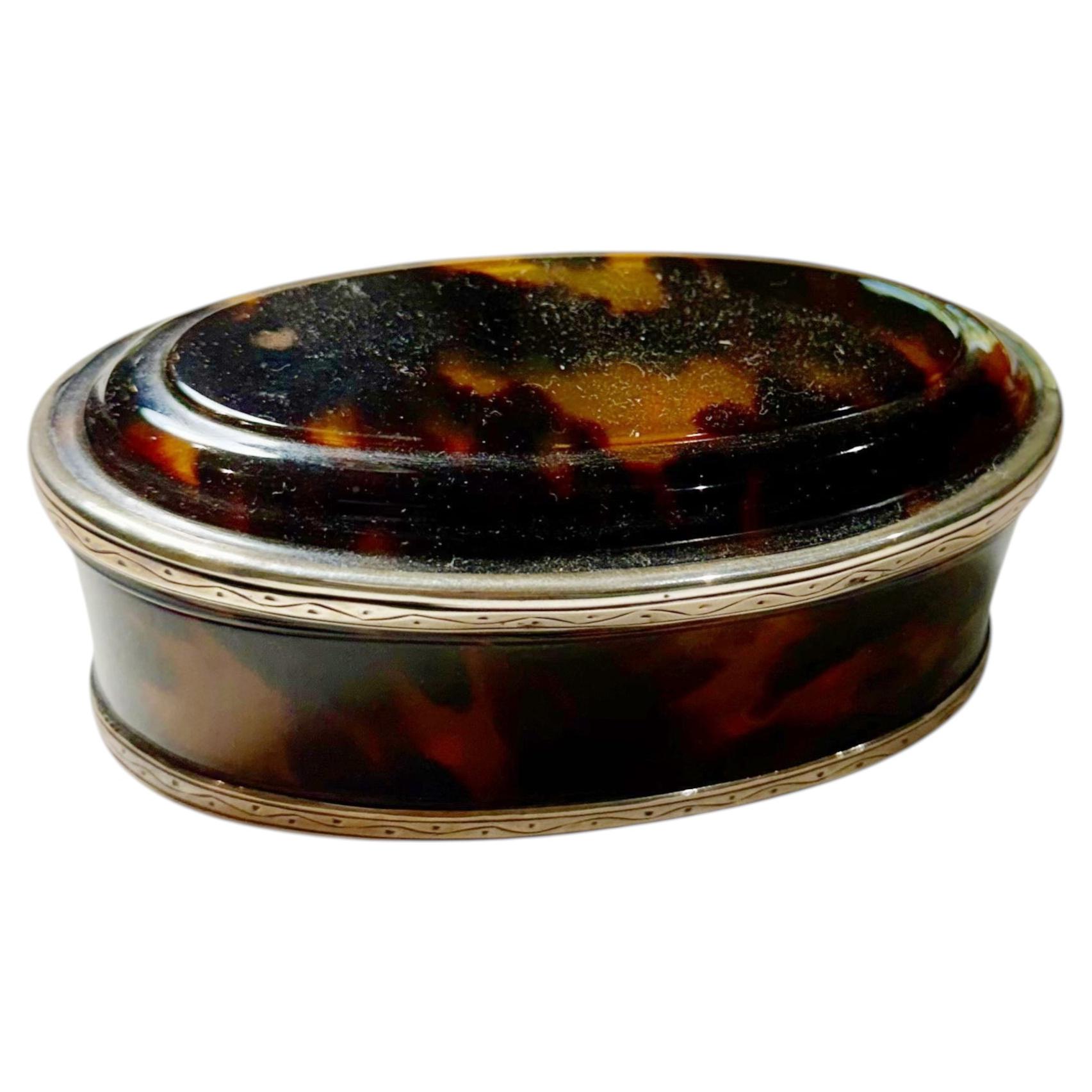 Fabulous Tortoise Shell Box Sterling Silver Mounts