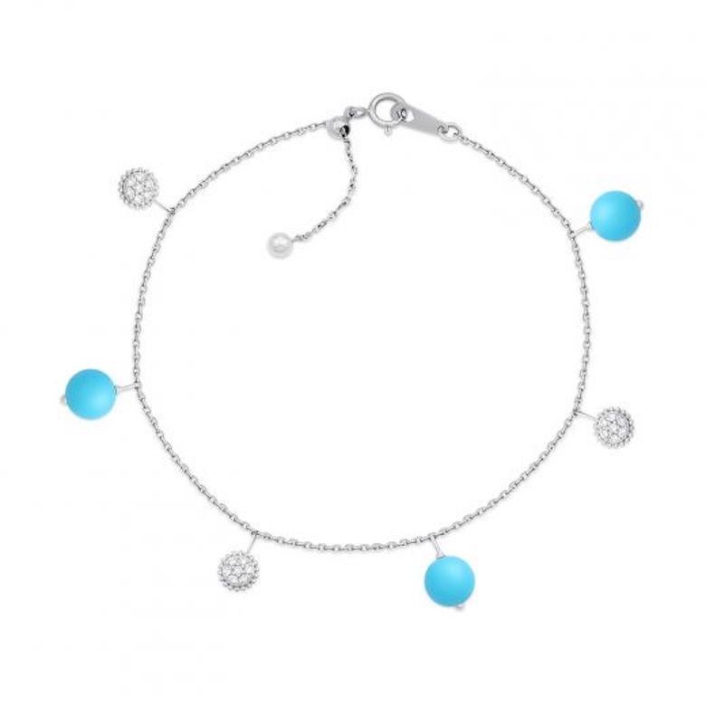 Bracelet White Gold 14 K (Available Matching Earrings)
Diamond
Turquoise

Length 19.5 cm
Weight 2.26 grams


With a heritage of ancient fine Swiss jewelry traditions, NATKINA is a Geneva based jewellery brand, which creates modern jewellery