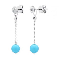 Fabulous Turquoise White Gold Diamond Dangle Earrings for Her